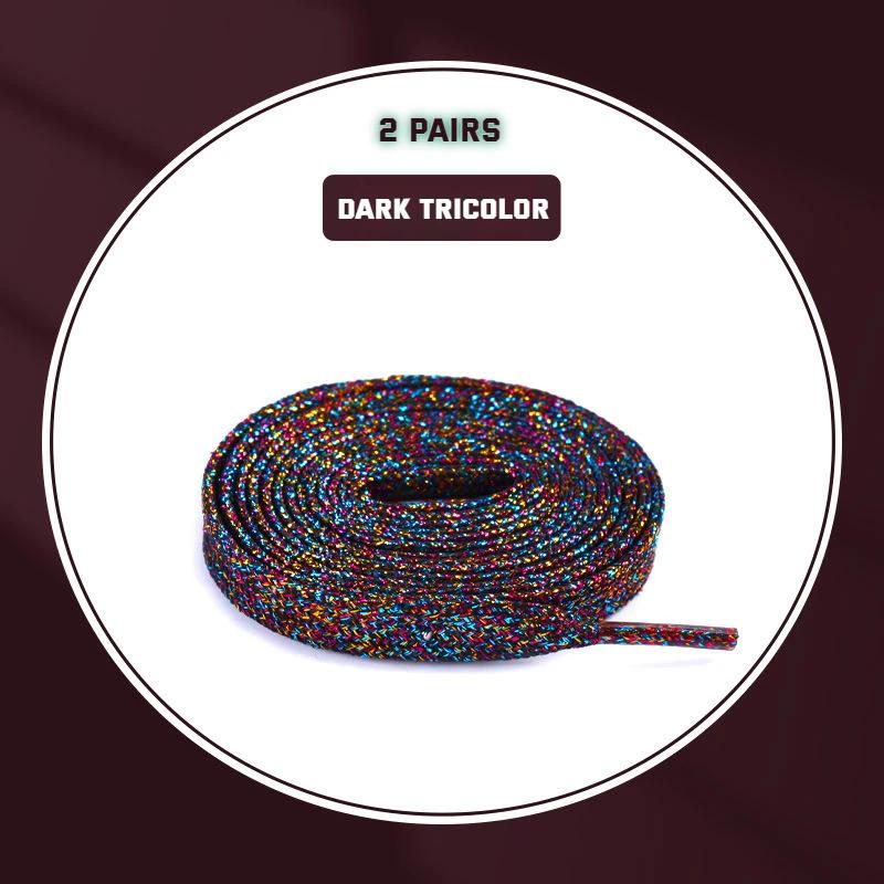 2 Pair Glitter White Shoelaces of Sneakers Colorful Shoelaces Metallic Shiny Gold Shoelace Silver Flat Shoe Laces Running Laces