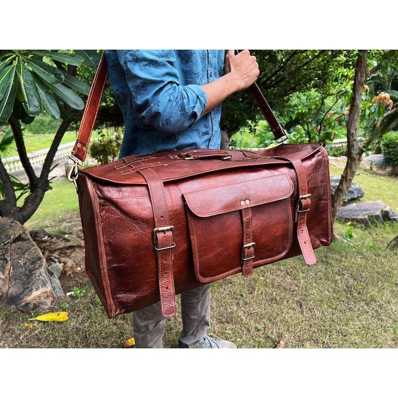Leather Duffel Bag For Men, Leather Travel Bag, Duffle Bag for Men, Handmade Leather Weekender Bag, Handmade Leather Duffle