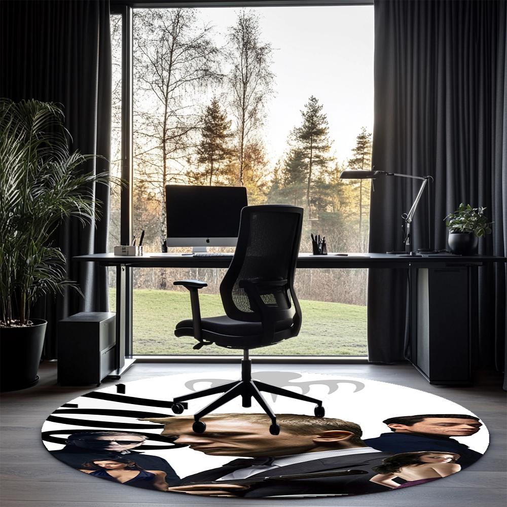 007 James Bond Printed Round Rug Carpet Chair Rug Area Rug Entryway Doormats,for Office Chair Living Room Bedroom Kitchen Room.