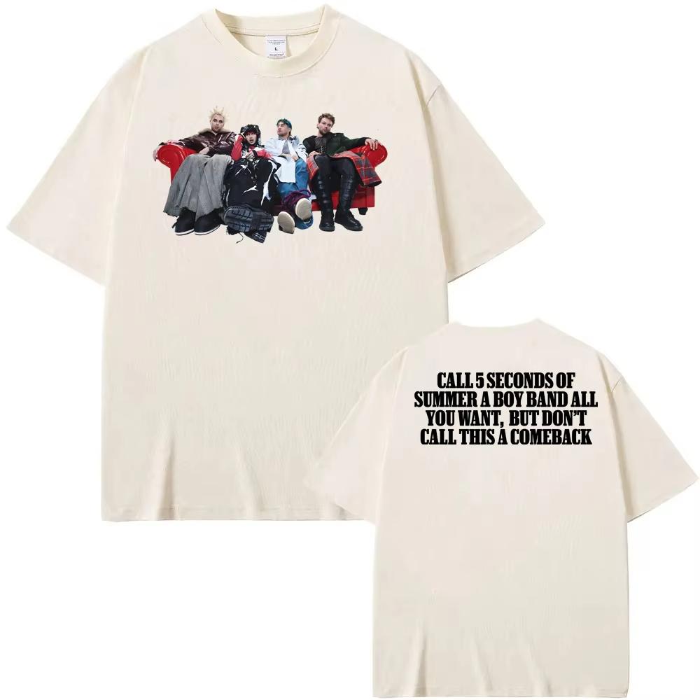 5 Seconds of Summer Tee 2025 New Album NOT OK Tops Summer Hip Hop 100cotton Teeshirt High Quality Retro Round Neck Tshirt