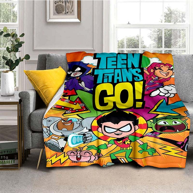 Teen Titans Go Character Blanket, Youth Throw for Home Decoration, Exclusive Gift for Modern Cartoon Fans.chl
