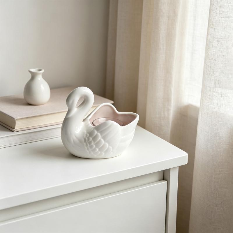 Ceramic Duck Tealight Candle Holders for Dining Table Decors, Decorative Tabletop Succulents Planter Vases for Shelf, Mantels, Sideboard