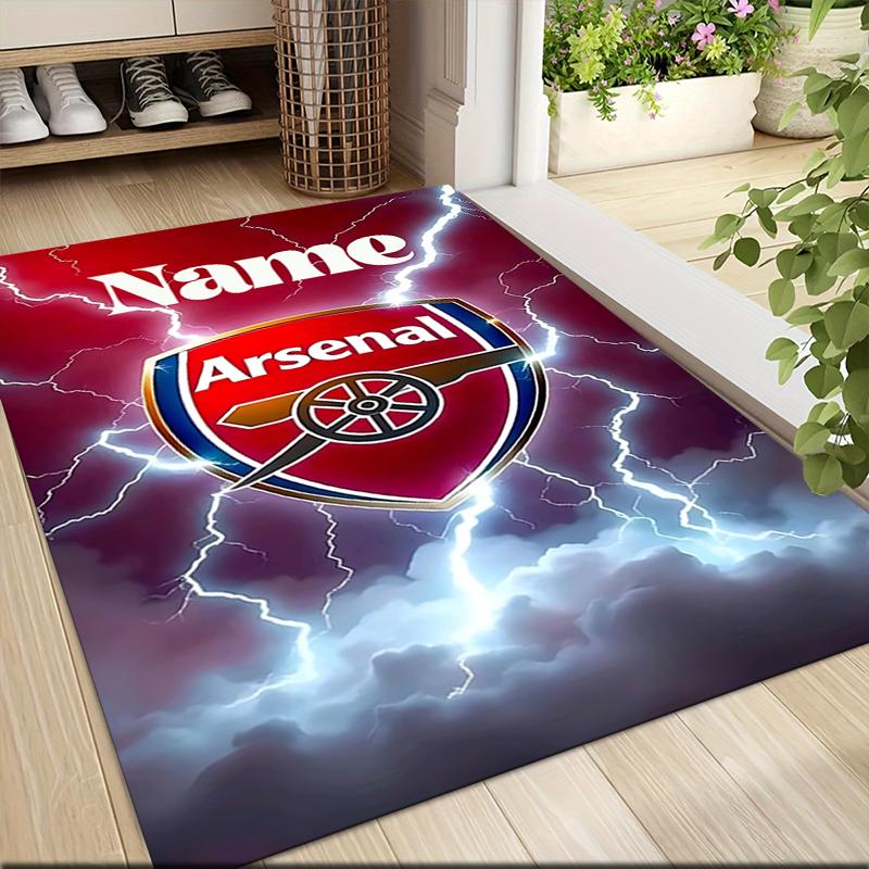 Custom Name "Thunderstorm Arsenal Crest" Carpet Rug Customizable Soft Washable Anti-Slip Home Living Room Sofa Mats Personalized Rug. 0909422
