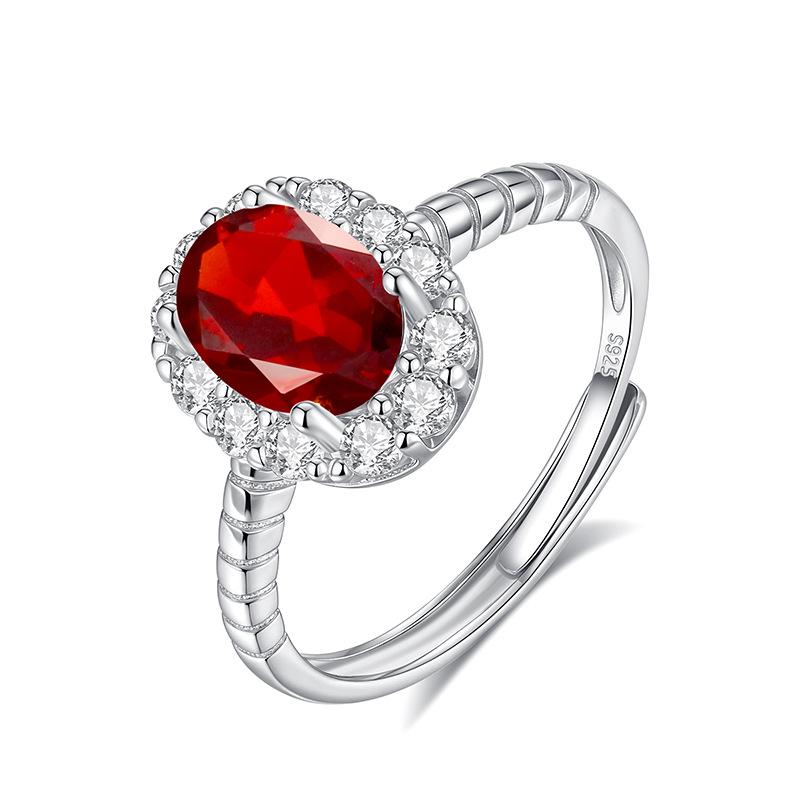 Серебряное кольцо 925 пробы с овальным драгоценным камнем, Регулируемое, Женское модное ювелирное изделие с кубическим цирконием