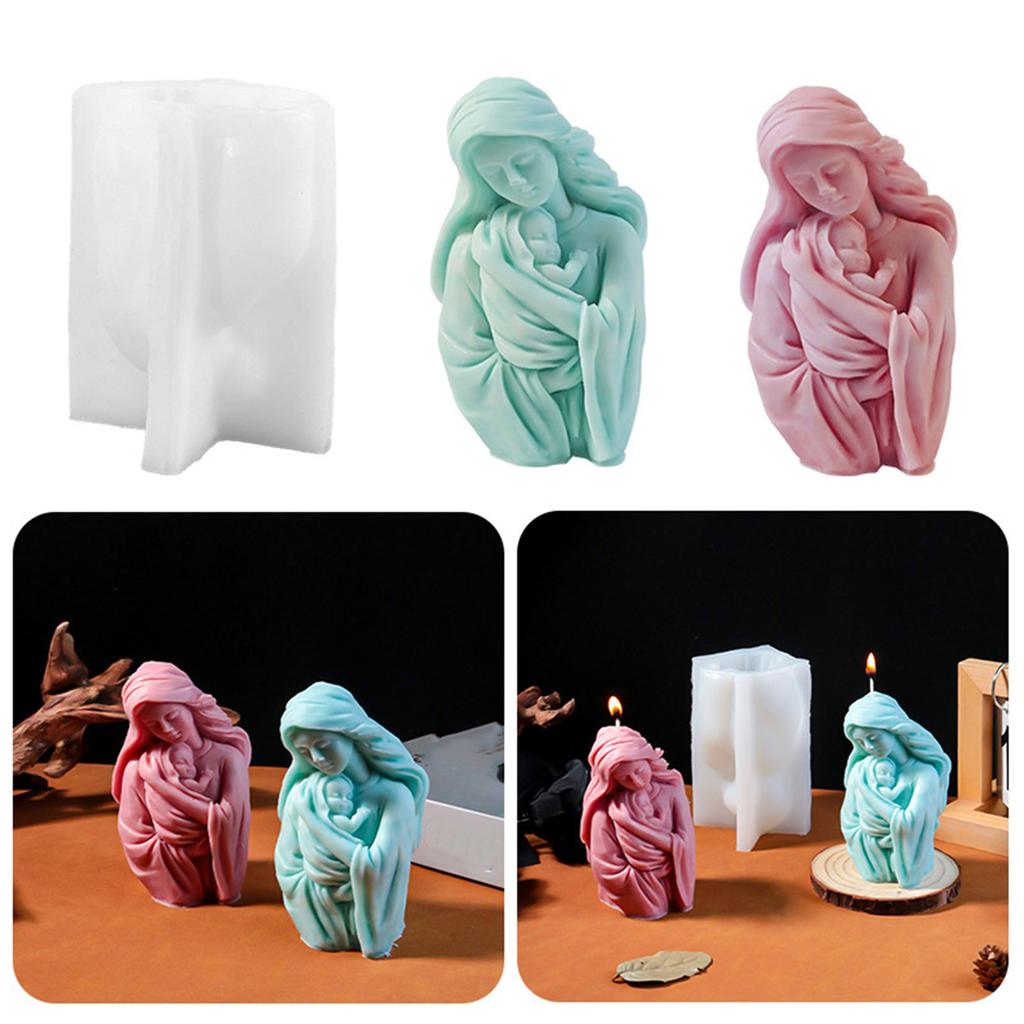 Flexible Silicone Candle Mold for Aromatherapical Mother and Child Embrace Designs for Gifts and Craft Supplies