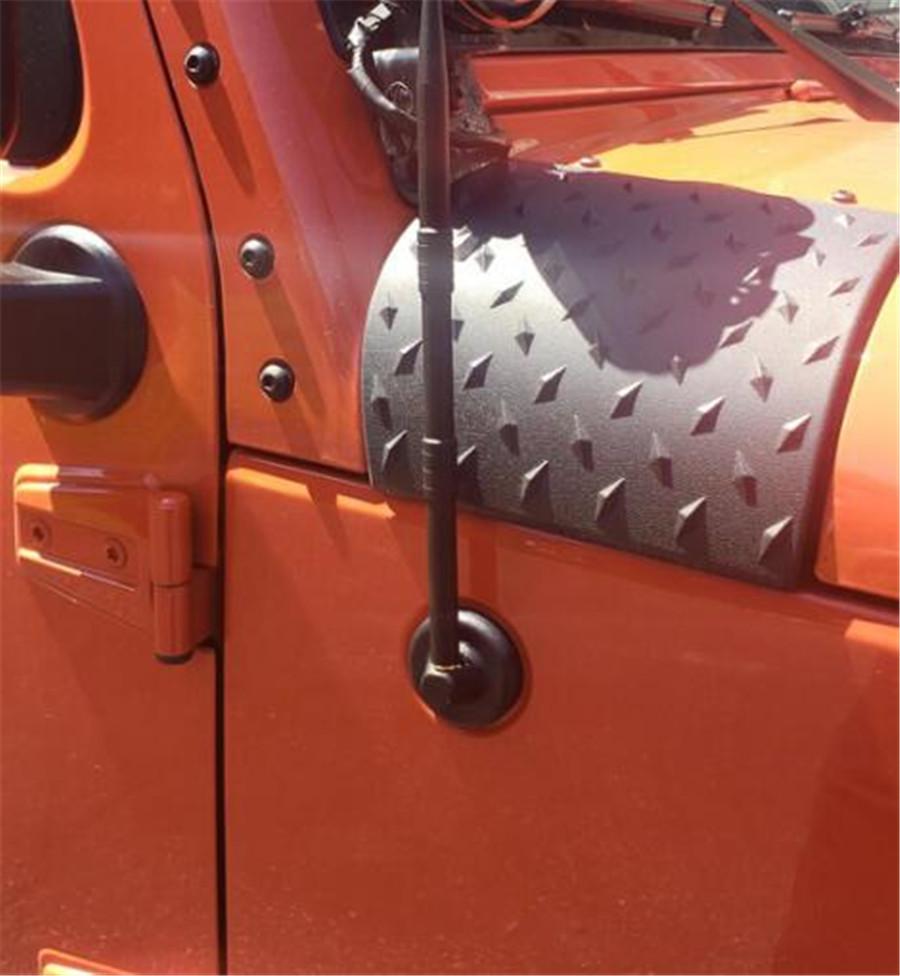 Exterior Antenna Base Cover Decorative For Jeep Wrangler JK JL 2007-2017 Black
