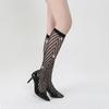 New Sparkle Diamond Women's Mid-Tube Socks - European & American Style, Solid Color, Hot Selling