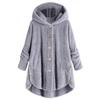 Women's Coat Button Plush Solid Color Hooded Jacket