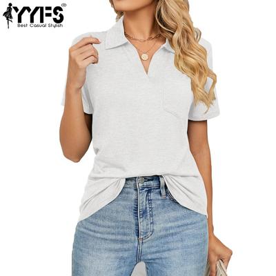 Женские модные повседневные летние и весенние однотонные рубашки-поло с короткими рукавами и принтом, блузки и рубашки