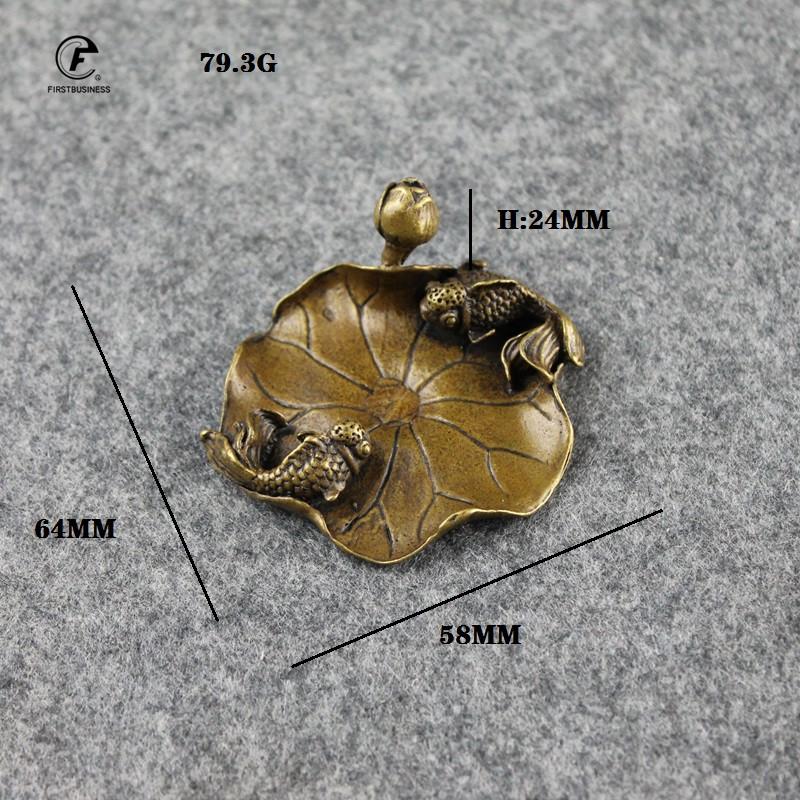 Антикварный медный держатель для благовоний, пара рыб, лотос, маленькие украшения, креативная винтажная латунная курильница, домашний декор, горелка для благовоний