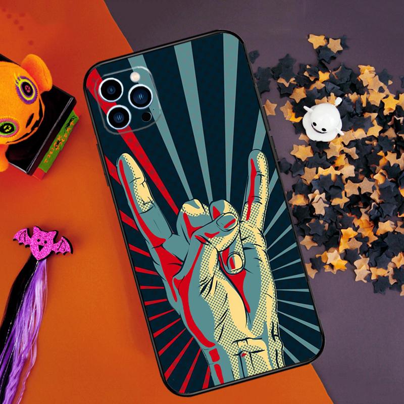 Rock Roll Skull Bumper Case For iPhone 14 15 16 Pro Max 11 12 13 Pro Max Mini XR 16e 16 15 Plus Phone Cover