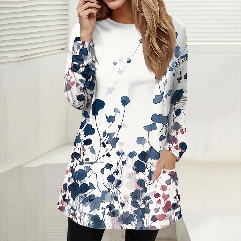 Women's Sweatshirt Pullover Active Sportswear Pocket Print Casual Round Neck Long Sleeve Top