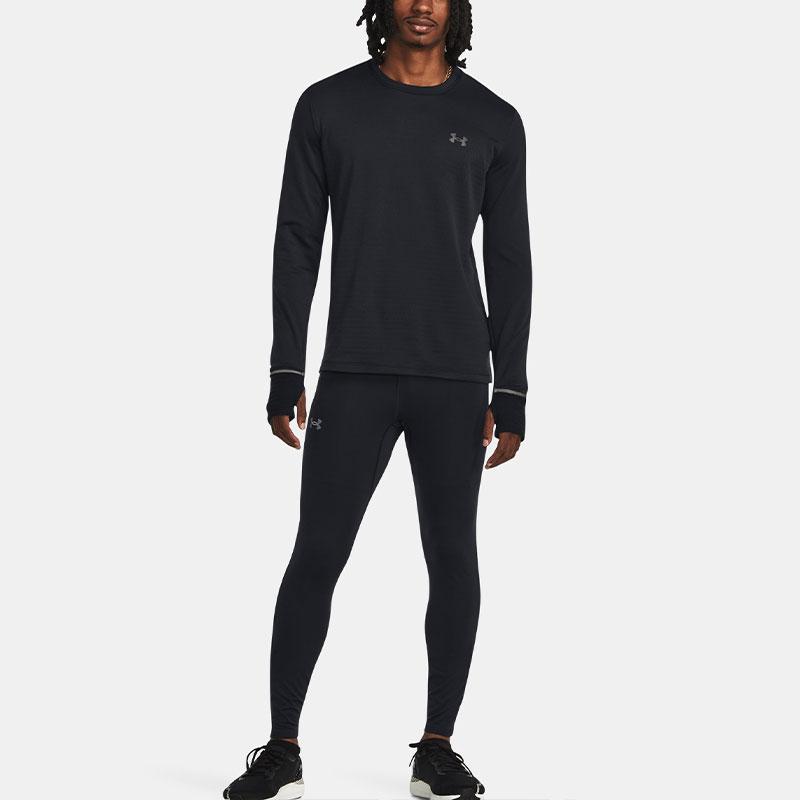 Under Armour Qualifier Fleece Warm Crew Neck Long Sleeve T-Shirt Men Tops Black 1379304-001