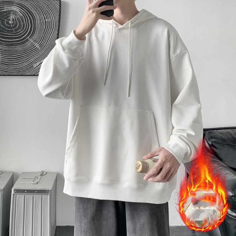 Весна Осень Повседневная толстовка с капюшоном Удобная толстовка с капюшоном Мужская свободная толстовка с однотонным пуловером Молодежная спортивная толстовка