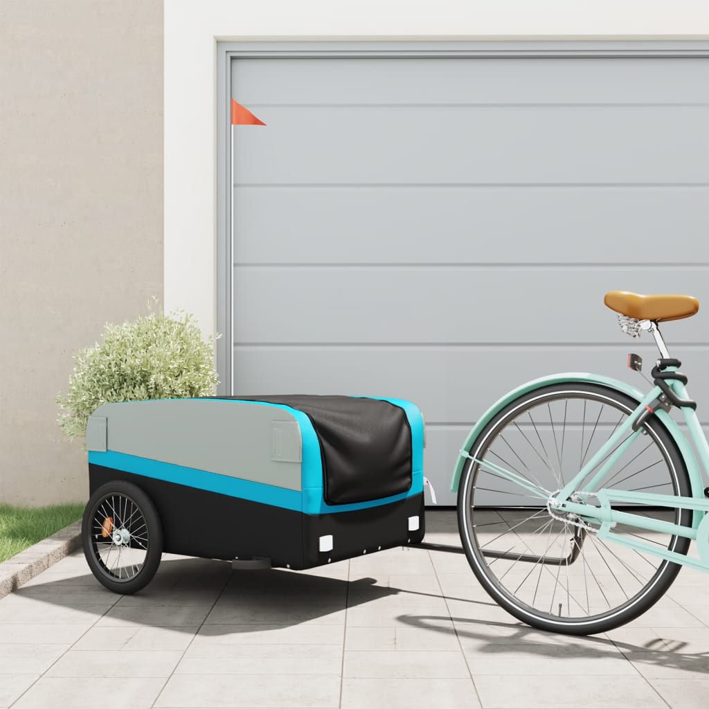 Bicycle Trailer Black and Blue 45 kg Iron