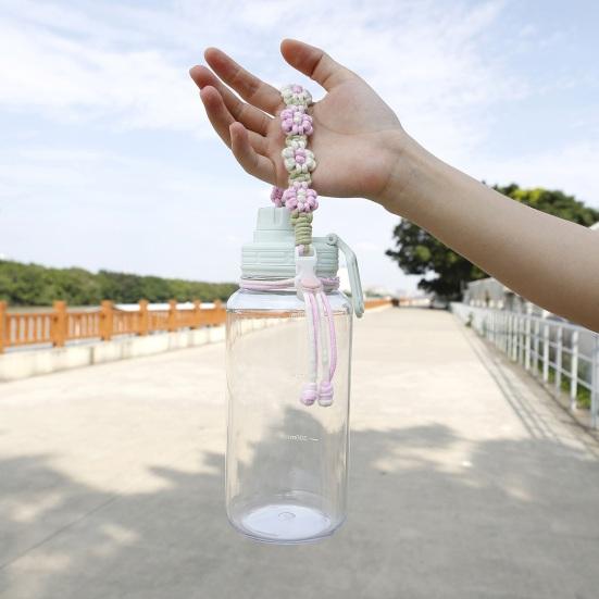 Ремешок для бутылки с водой, ручной плетеный, в форме цветка, регулируемая окружность, сладкий цвет