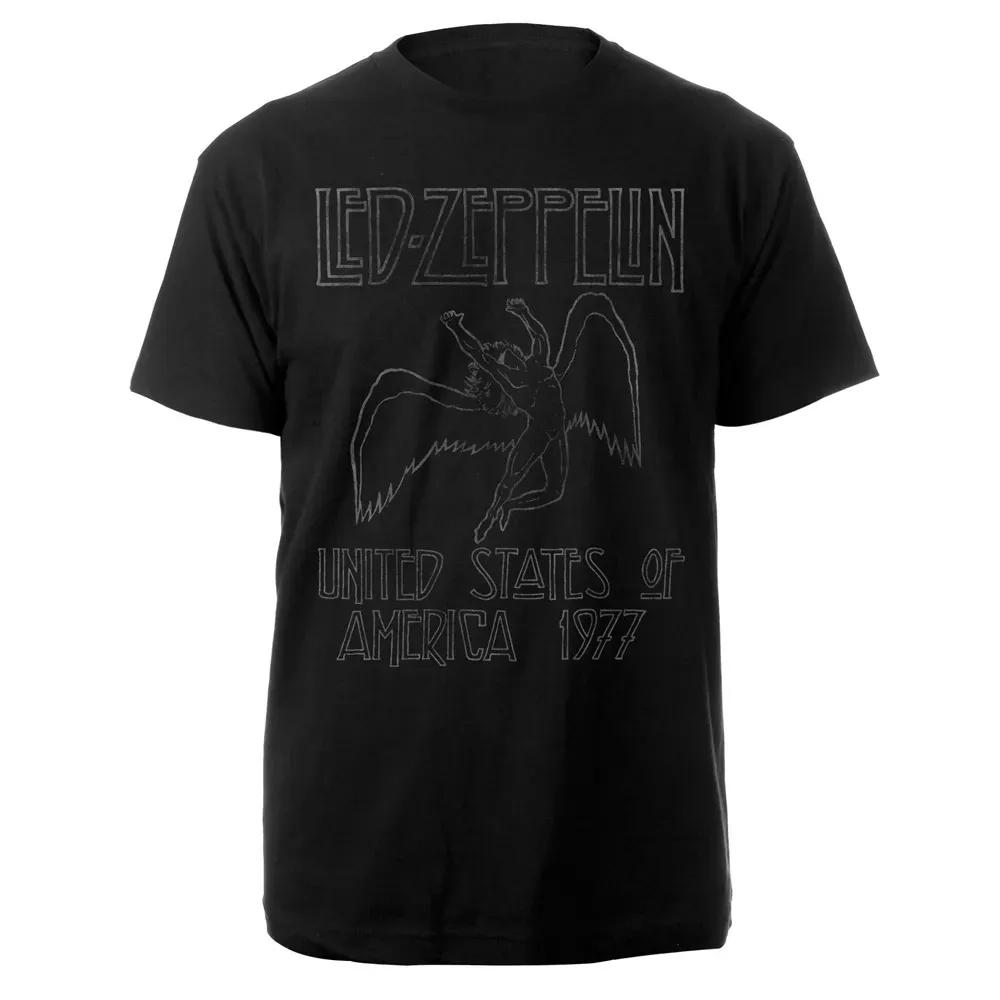 Футболка Rock Band Led Zeppelin Унисекс и Женская Летняя Готическая Y2K Одежда Модная Повседневная Свитшот с Круглым Вырезом и Коротким Рукавом Уличная Одежда