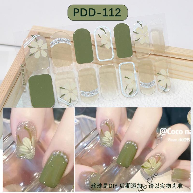 60 стилей DIY полуотвержденные гелевые наклейки для ногтей долговечные однотонные свежие цветы весной полоски для ногтей патч-слайдер наклейка с полным покрытием