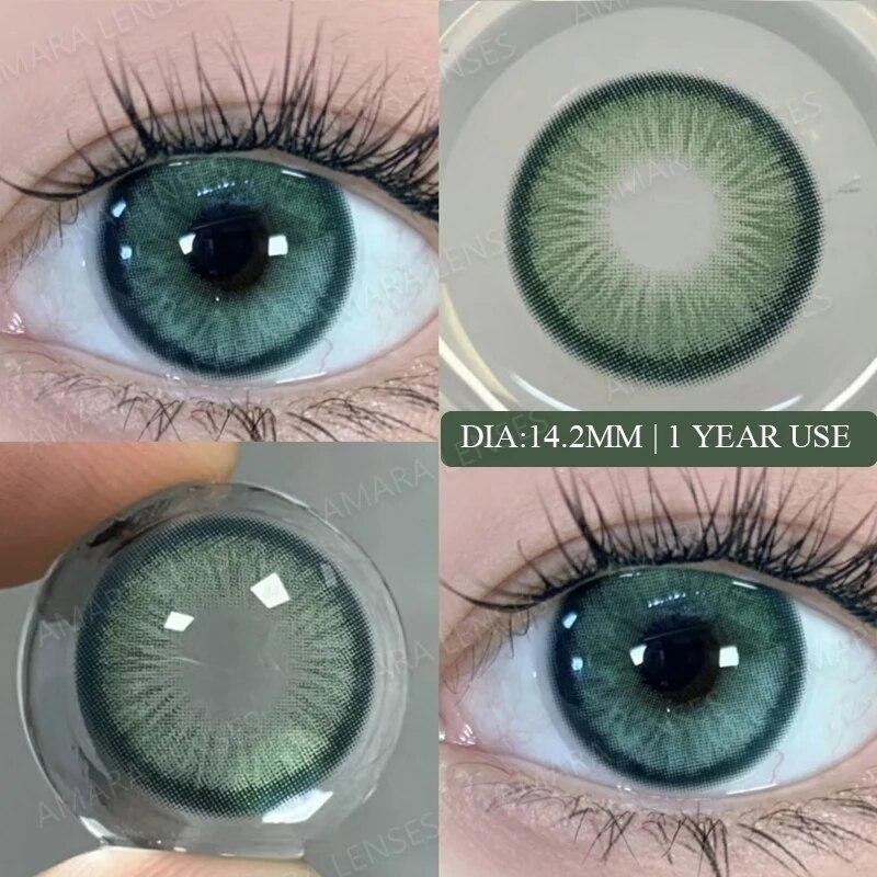 AMARA Blue Colored Contact Lenses Natural Look Green Eye Lenses Gray Contact Color Lenses Beauty Pupil Eye Cosmetics Yearly Use