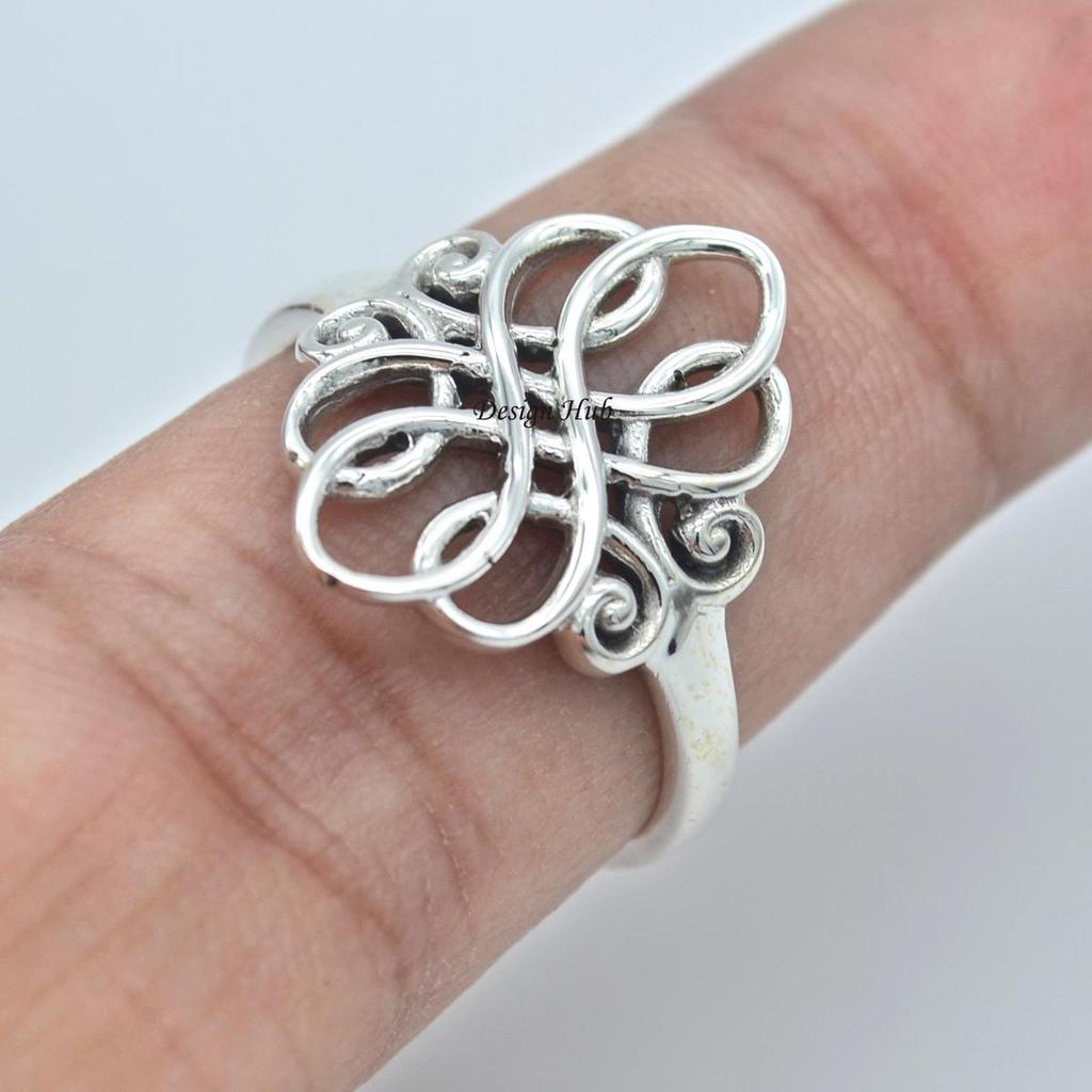 Handmade Silver Solid Ring For Christmas Sale 925 Sterling Silver Women Jewelry