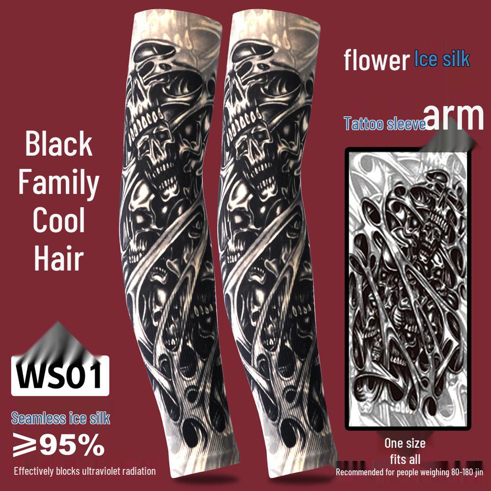 Рукава из ледяного шелка для защиты от солнца с татуировкой для мужчин и женщин - Летние для вождения, езды на велосипеде, с цветочным дизайном