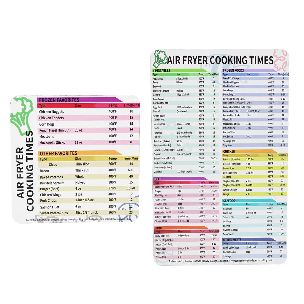 Fryer Cooking Times Chart Fryer Magnetic Cheat Sheet Cooking Frying Time Reference Guide Cookware