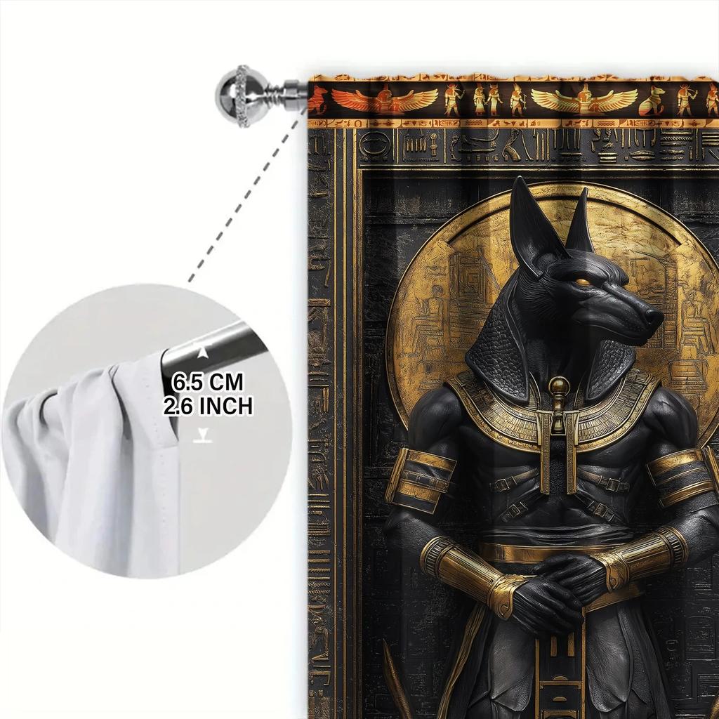 2pcs Anubis Ancient Egypt Printed Curtain - Artistic Home Decoration Curtains, All Season Decorative Curtains