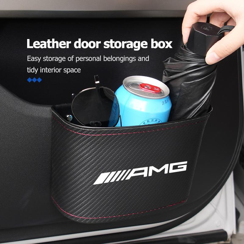 Car Door Storage Bag Drink Waste Card Key Sunglasses Holder For Mercedes Benz AMG C180 C300 W124 W176 W177 C200 C260 GLC CLE CLA BG1