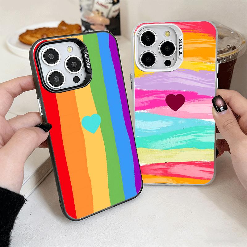 Rainbow Gradient Love Desgin Shockproof Phone Case for iPhone 17 Air 16 16E 15 Pro Max 14 Plus 13 Mini 12 Back Cover Anti Fall F