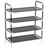 VidaXL Shoe Rack with 4 Shelves Metal and Non-woven Fabric Black