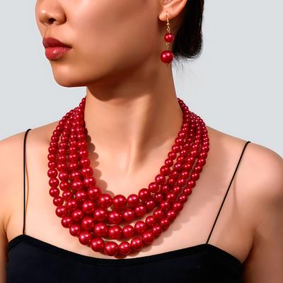 Модное преувеличенное женское колье-чокер, многослойное ожерелье, универсальный набор серег и ожерелья