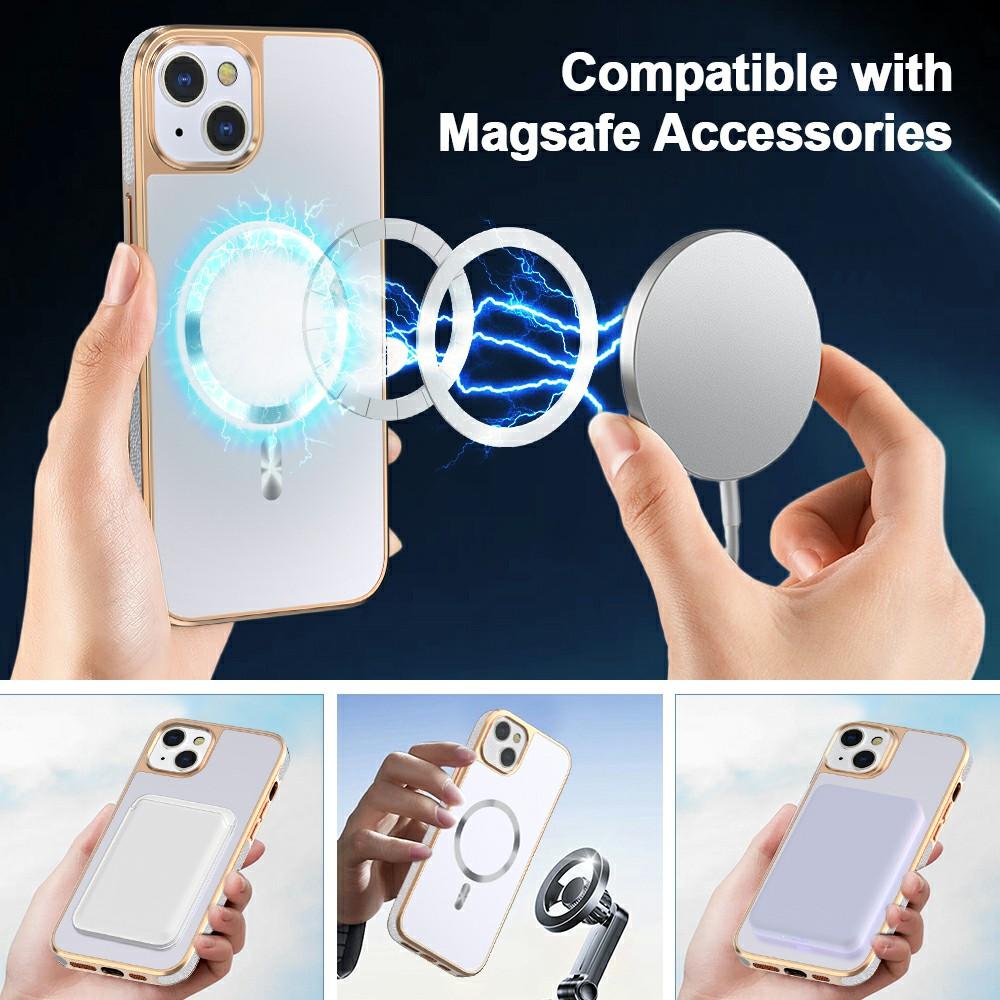 For iPhone 15 Magnetic Case Electroplating Anti-Drop TPU+PC Phone Back Cover