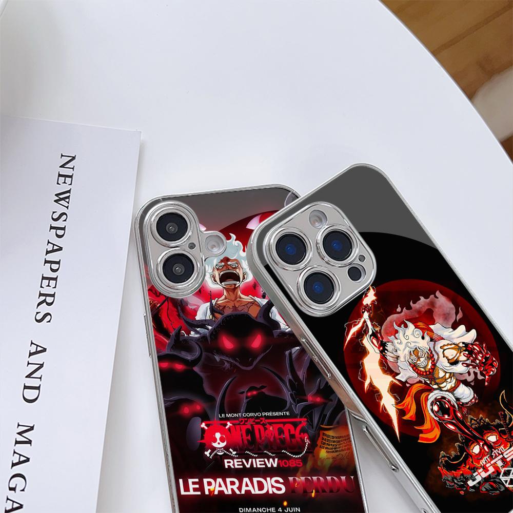 Чехол для телефона N128 Anime One Piece Gear 5 для iPhone 16 15 13 Pro Max Samsung S24 S23 A54 A35 Xiaomi Redmi Note 13 Pro с покрытием из закаленного стекла