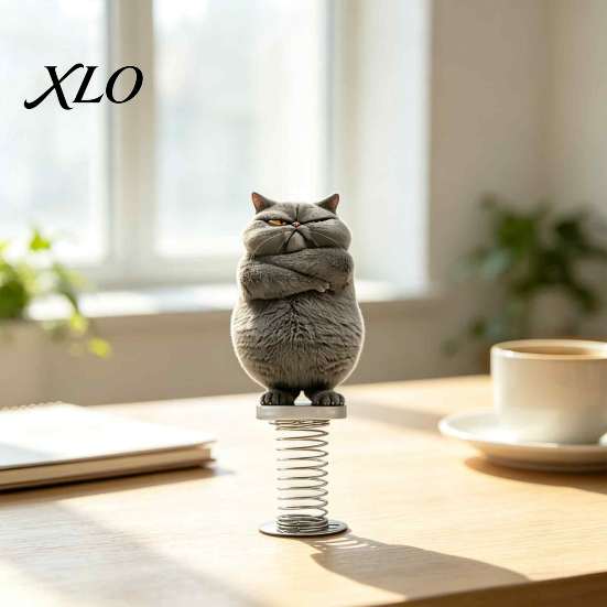 Decorative Figures for Car Center Consoles Cute Cat/Dog Dashboard Ornaments, 2D Flat Acrylic Decorations Spring Swaying Ornaments with Self