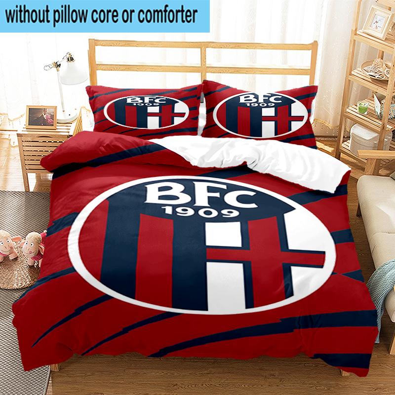 3PCS Football Bologna Bedding Set,Including 1pc Duvet Cover And 2pcs Pillowcases Perfect for Bedroom, Dormitory, Fan Christmas gift