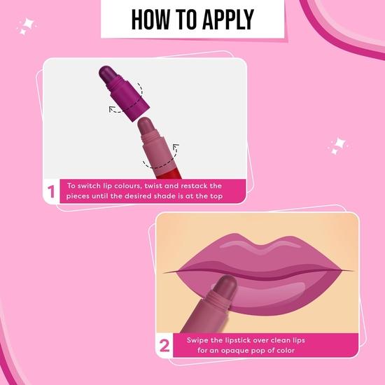 SUGAR POP 4 в 1 Lip Twist - 01 Classic | Многофункциональные помады для губ для женщин | Матовая увлажняющая формула с эффектом сатина | 6,4 г