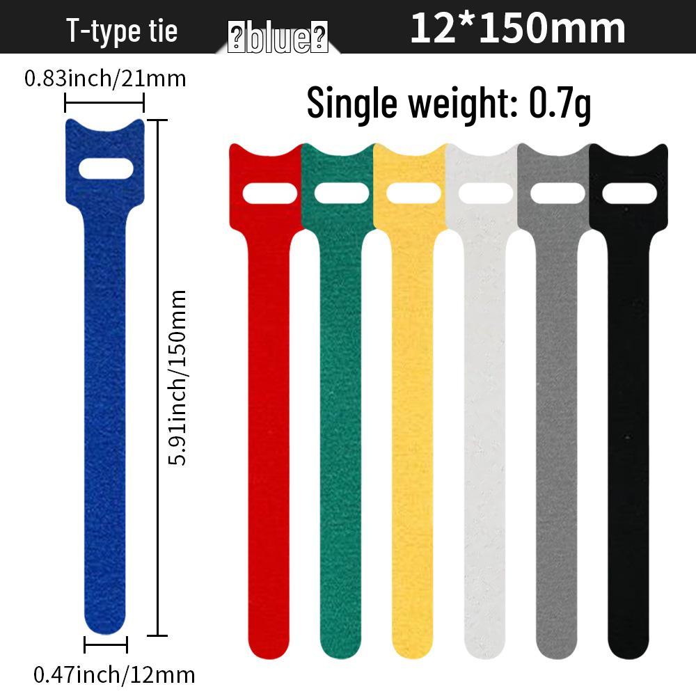 T-Type Magic Tape Cable Ties for Earphones, Data Cables, Organizers, and Network Cables with Back-to-Back Adhesive Straps.