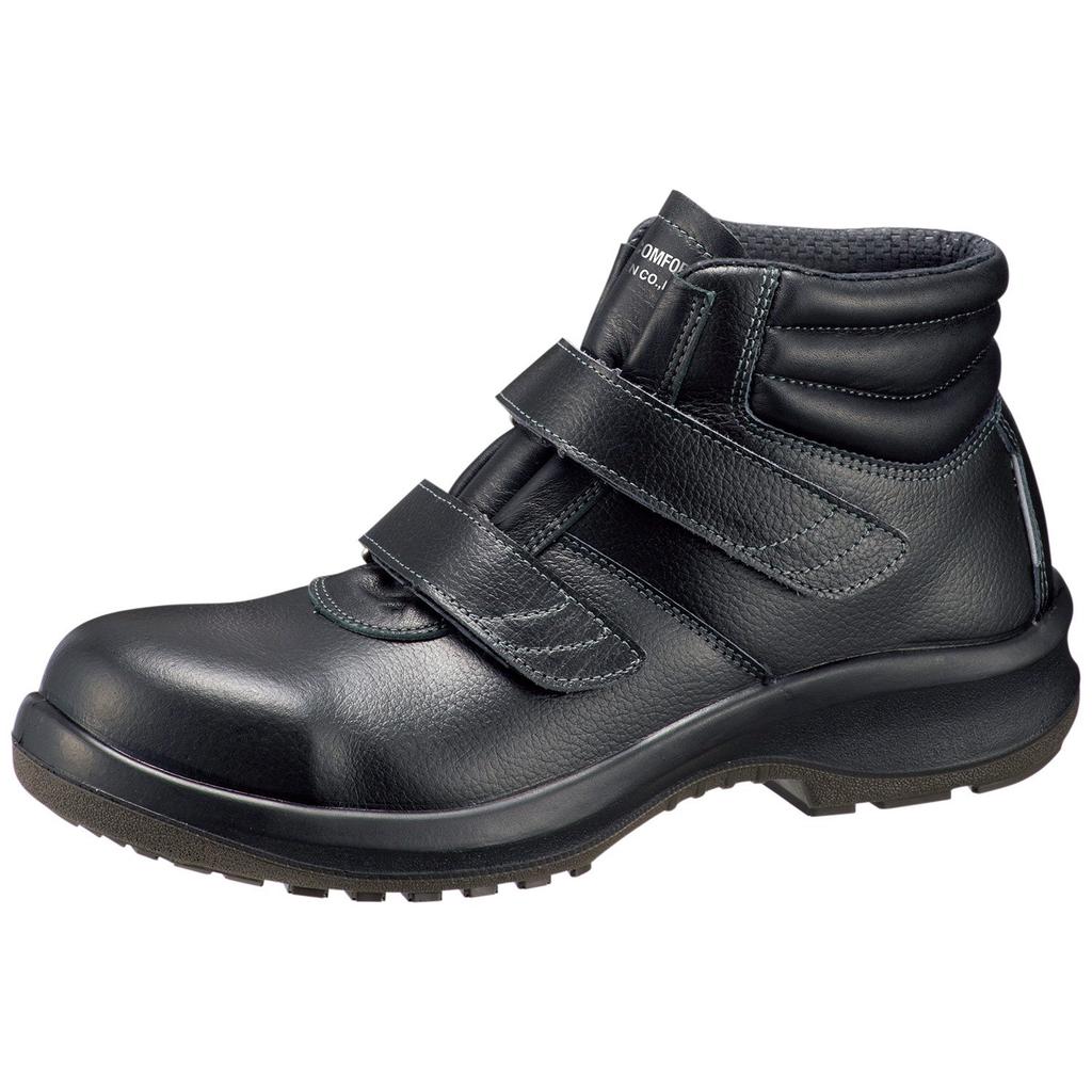 Premium High Verde Safety JIS Medium Knit Normal Wide Cm [Midori Anzen] Shoes, Standard, Shoes, Velcro, Work, Toecap, Anti-slip PRM225, Black, 26.5