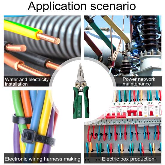 8-in-1 Wire Stripper Handle Ergonomic Design with Voltage Tester Non-Slip Multi-function Electric Wire Cutter