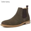 Fashion Golden Sapling Men Chelsea Boots Winter Concise Suede Leather Ankle Boot Work Shoes Formal Business Party Male Botas Big Size