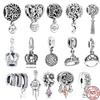 Лидер продаж, стерлинговое серебро S925, ажурные музыкальные ноты и королевская корона, висячие бусины, подходят для оригинального браслета, сделай сам, ювелирные изделия, подарок