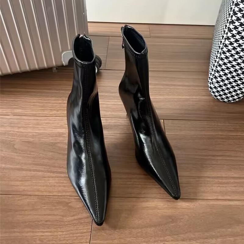 Женские ботильоны с острым носком, леопардовые сексуальные туфли на высоком каблуке, женская обувь 2024 года, трендовые зимние сапоги, туфли-лодочки для вечеринок, зимняя новинка, женские ботинки