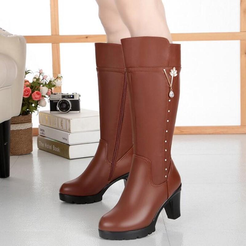 Faux leather women boots