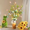Artificial Easter Stem Fake Twig Branch with Pastel Eggs Green Leaves Spring Floral Picks for Floral Arrangement Farmhouse Table Centerpiece Vase