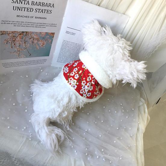 Плащ для питомца на шнуровке, застежка-липучка, дышащий, ветрозащитный, без рукавов, нарядный, с цветочным принтом, новогодний плащ для собаки