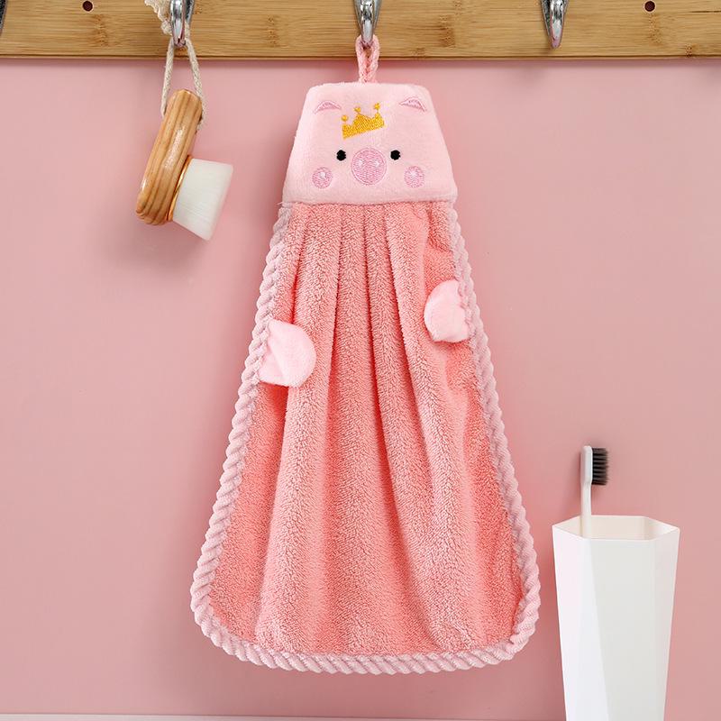 Charming Cartoon Hand Towels for Kids - Absorbent Coral Fleece Towels for Kitchen & Bathroom