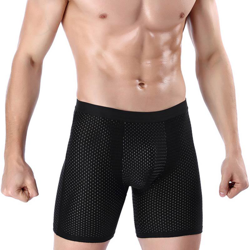 Vogue Shaper Body Pouch Mesh Men Breathable Boxer Bulge Underwear Ice Silk Shorts Soft