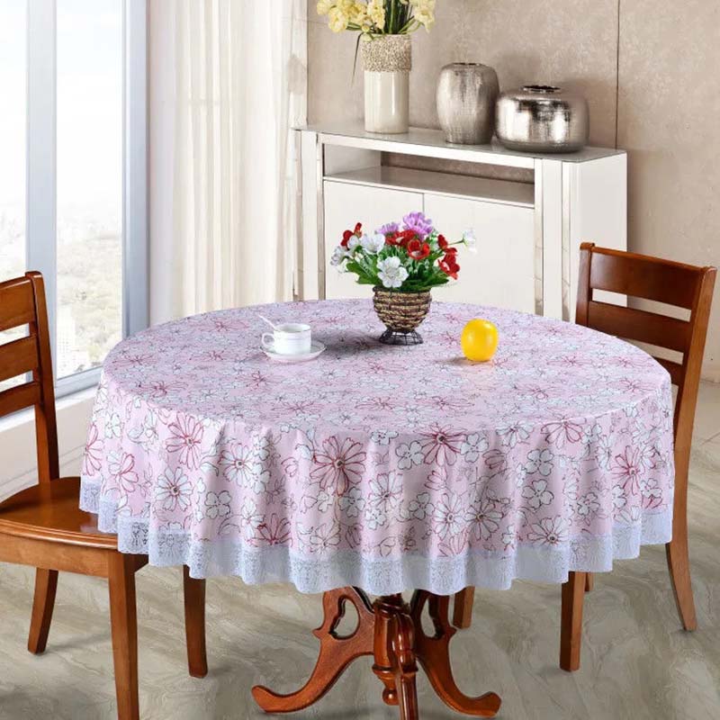 Бытовая большая круглая скатерть из ПВХ с кружевным принтом, винтажный европейский стиль, водонепроницаемая, маслостойкая, устойчивая к ожогам, легко стирается