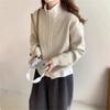 Корейский кардиган-куртка на двойной молнии для женщин, новый осенне-зимний стиль, непринужденный стиль, мягкий и свободный вязаный свитер однотонного цвета