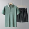 Men's Summer Ice Silk Seamless Polo Shirt - Short Sleeve Fashion Casual Sports Suit for Middle-aged and Elderly